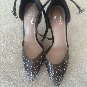 Mix No. 6 Black Heels with Rhinestone Accents
